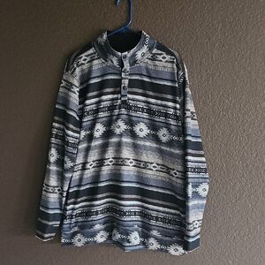 Men's Patterned Sweatshirt - Black and Gray